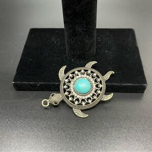 Gold and Turquoise Turtle Pendant
